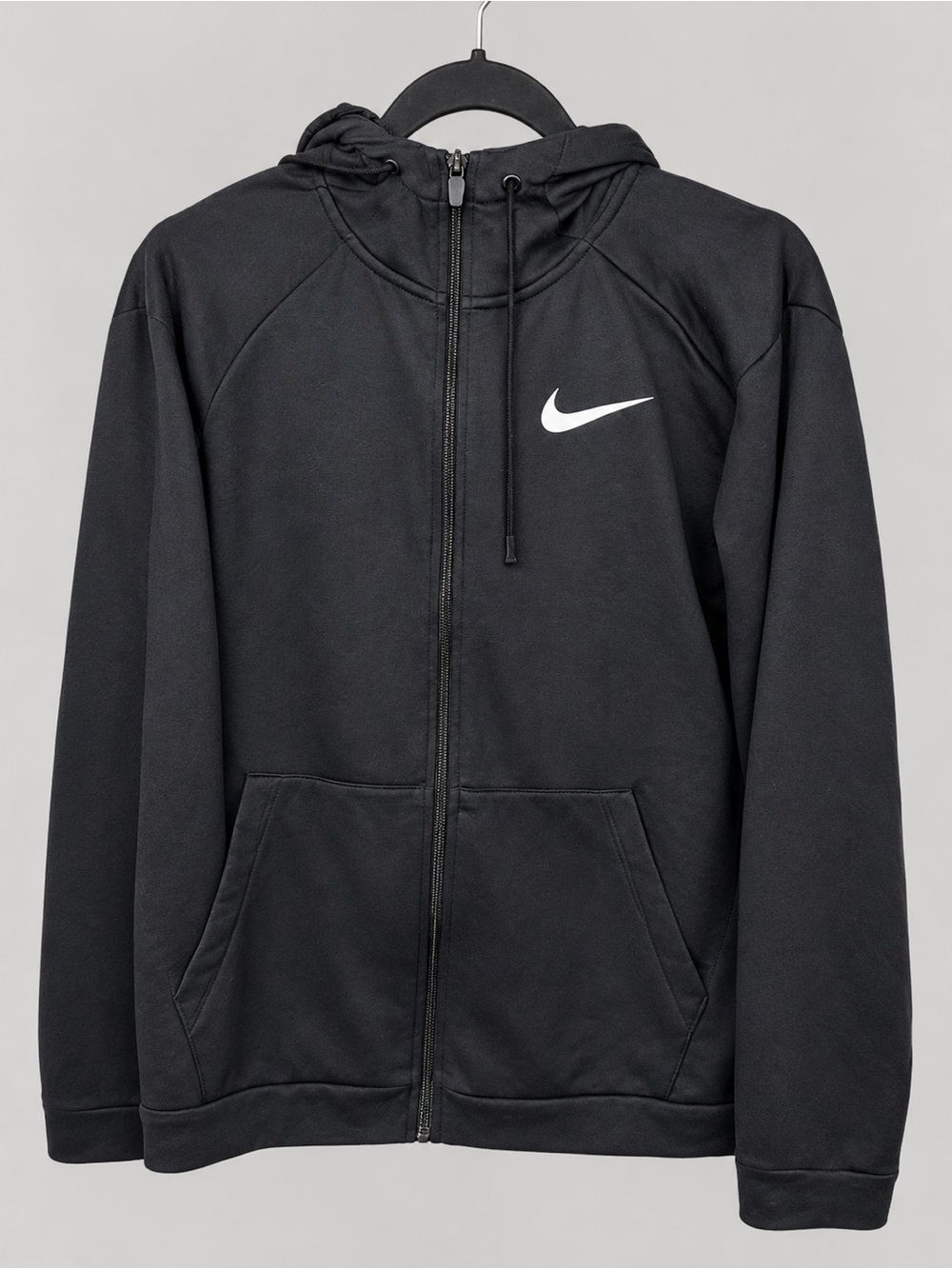 Nike Dri-FIT Men’s Large Black Full Zip Hoodie Swoosh Athletic Jacket